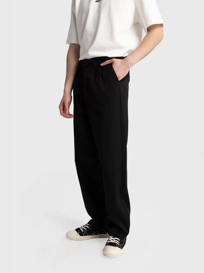 Giesto Black GIESTO Pleated Straight Leg Pants for Men | Best Price UAE